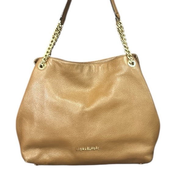 Michael Kors Leather Chain Shoulder Bag Tan Brown - Picture 12 of 13